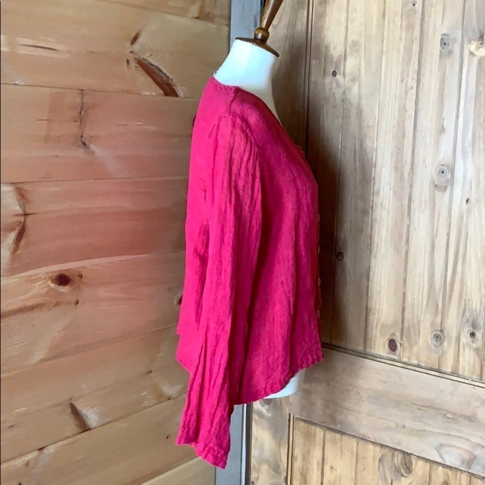 Flax red linen button front blouse Size Medium - Picture 4 of 9